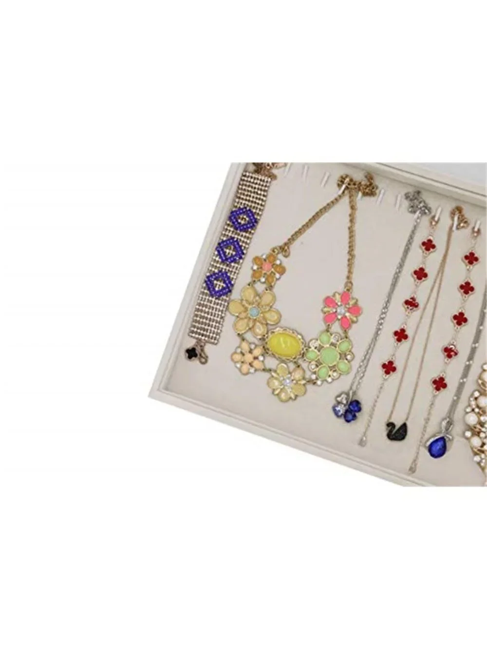 20 Hooks Velvet Necklace Organizer Tray, 13.8